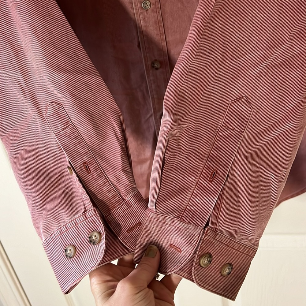 The Territory Ahead Silk Cotton Blend Long‎ Sleeve Dress Shirt Red Maroon, Sz L - Picture 5 of 11